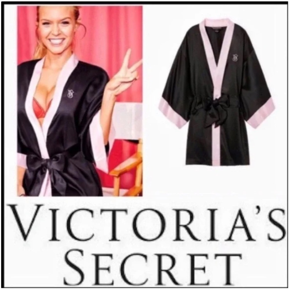 Victoria's Secret kimono robe with a pink lining and trim. One size - Picture 1 of 5